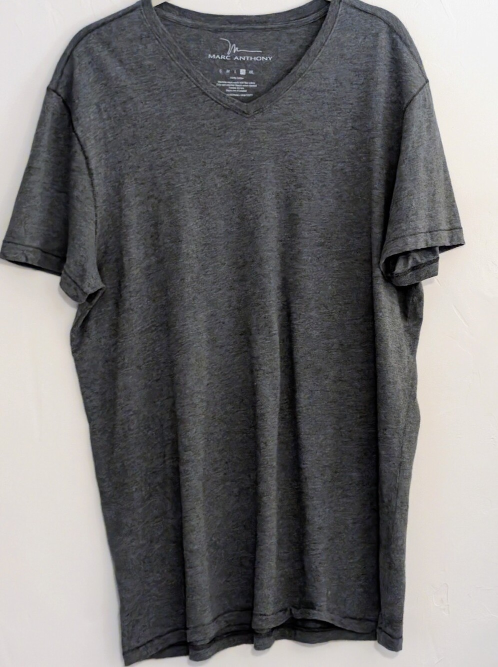 Marc Anthony Men's XL Dark Charcoal Heather V Neck T Shirt